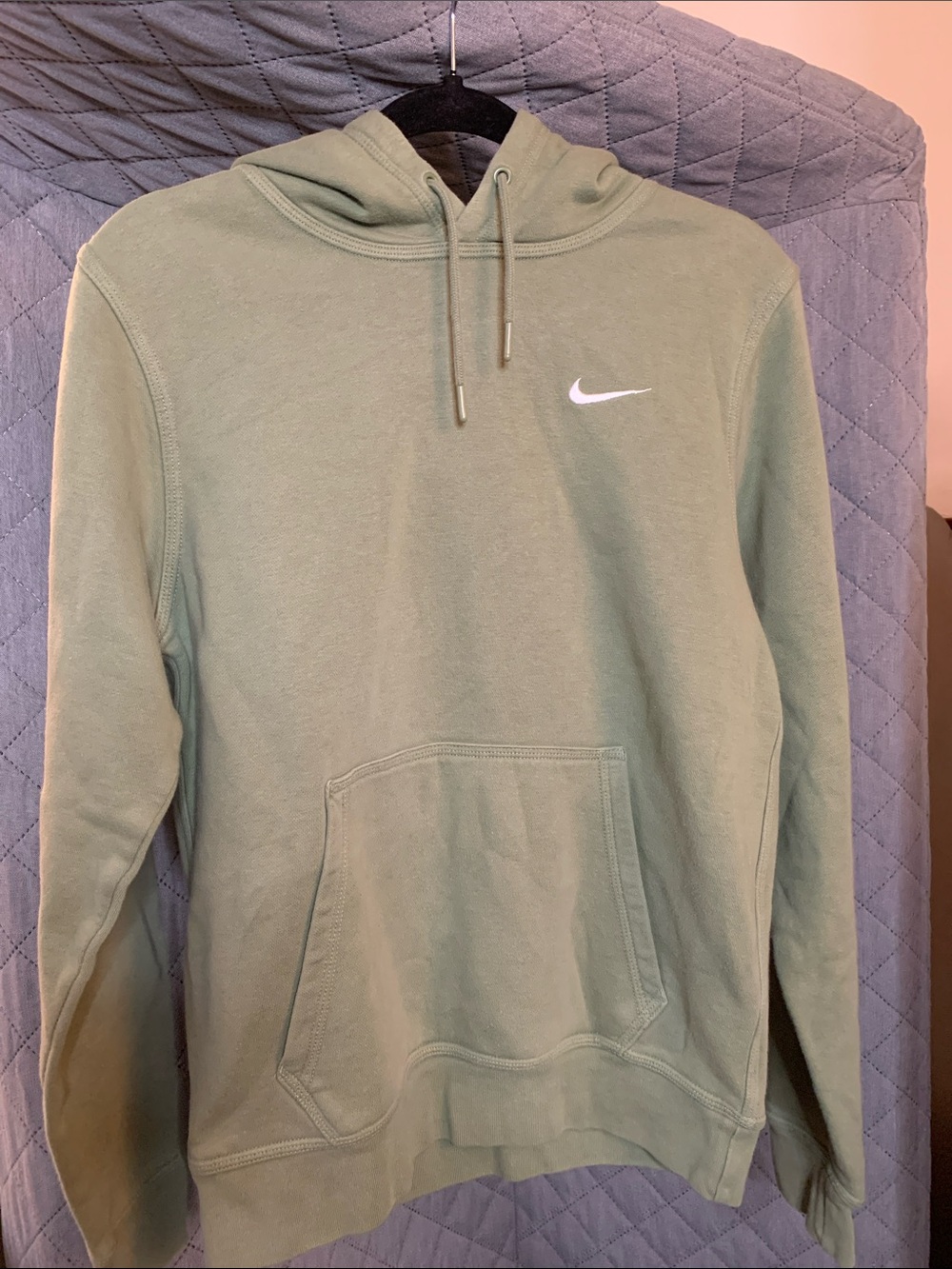 Nike Men's Sage Green Pullover Hoodie with White Swoosh